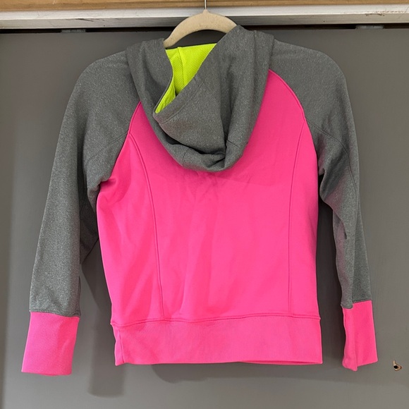 Nike Pink & Gray Hooded Active Sweatshirt with Neon Swoosh - Picture 5 of 5